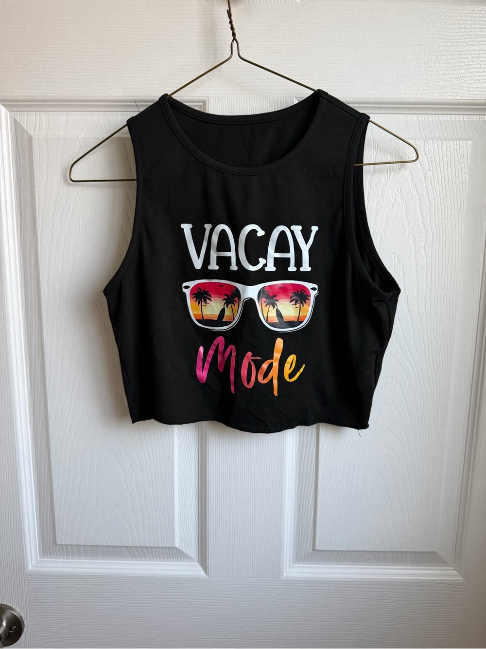 SHEIN Black 'VACAY Mode' Graphic Crop Tank
